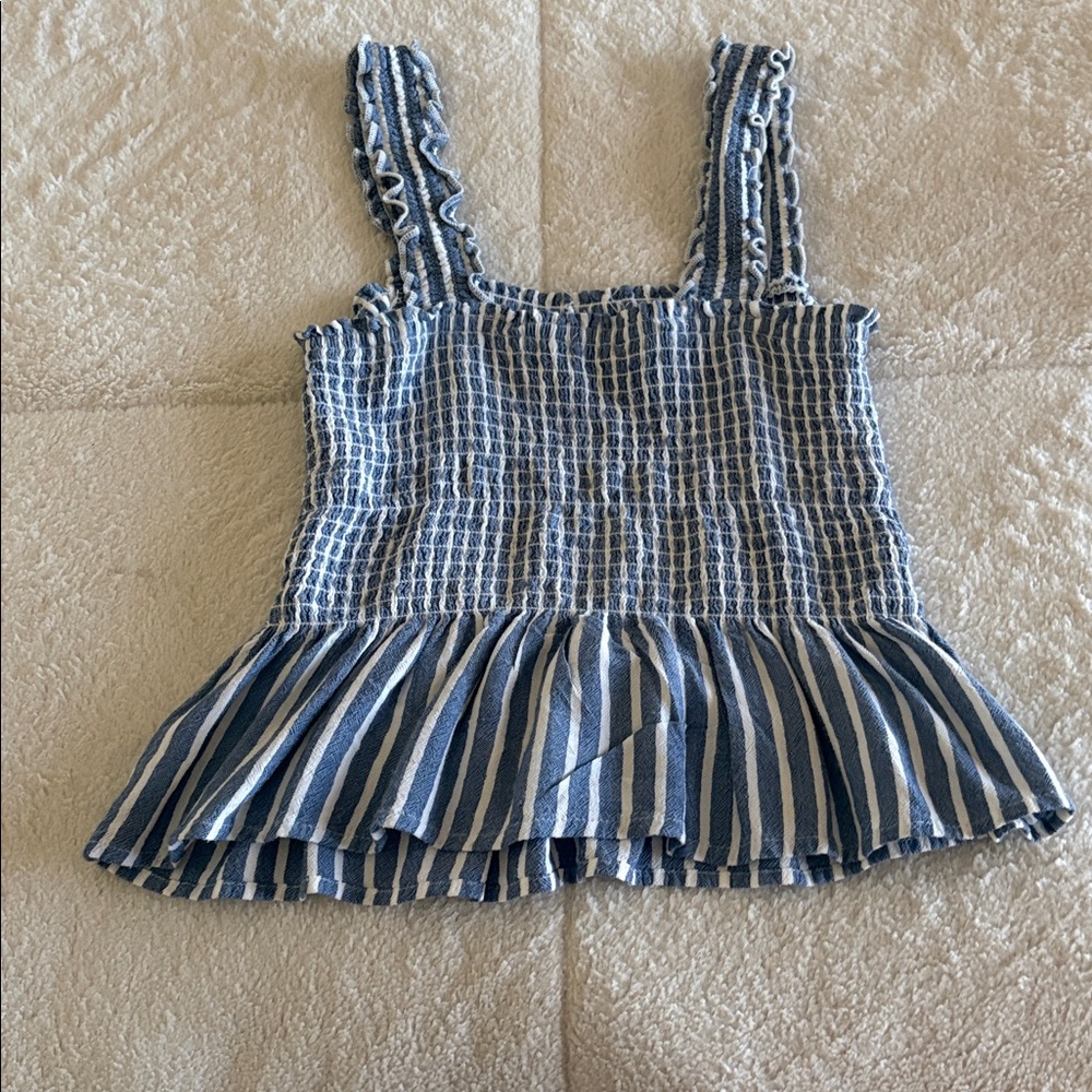 Blue and White Flowy Hollister Striped Tank - Picture 4 of 4